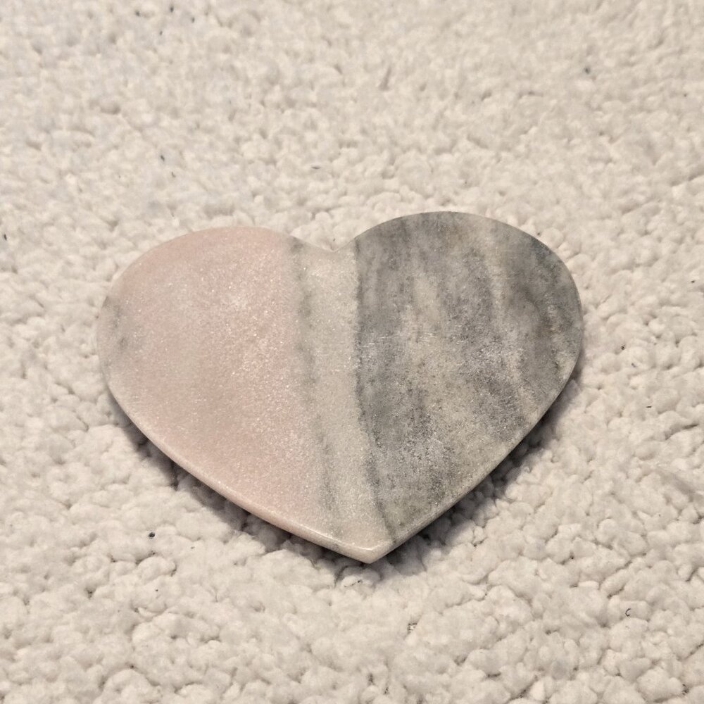 Pink & Gray Marble - Heart Shaped Trinket Dish / Catchall